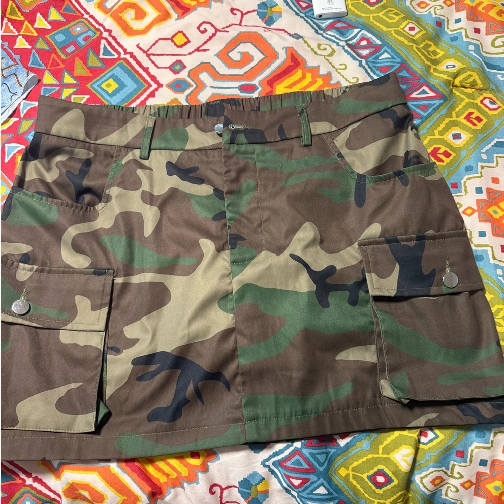 Camouflage Mini Skirt with Pockets